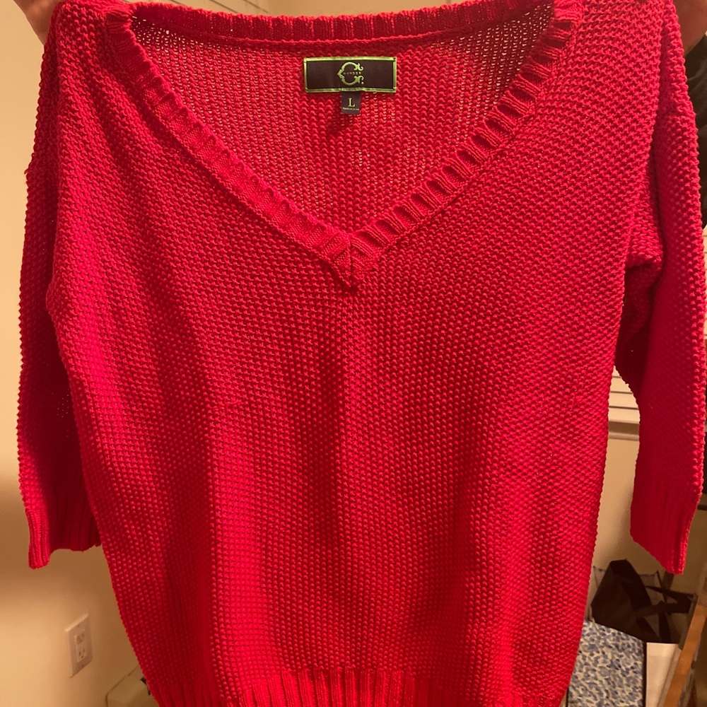 C Wonder L Pullover Sweater Pure Cotton 3/4 Sleeve